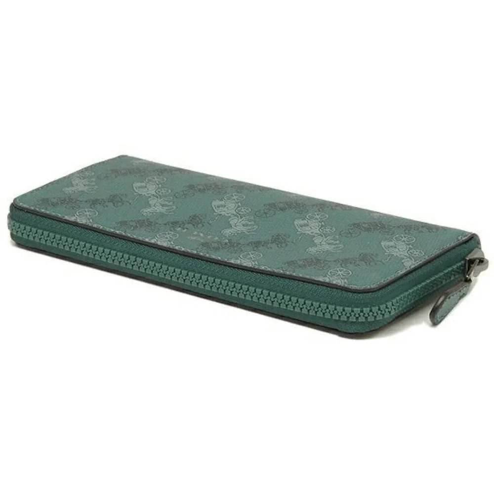 Coach Slim Accordion Zip Wallet With Horse And Carriage Print NEW